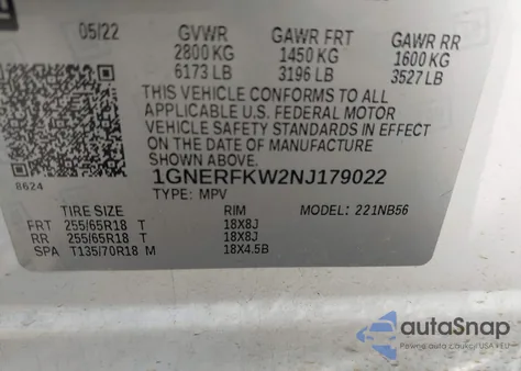 2022 Chevrolet Traverse Fwd Ls z USA, uszkodzony, nr VIN 1GNERFKW2NJ179022